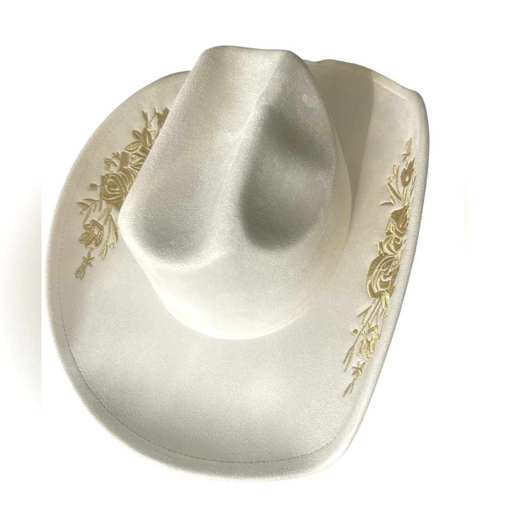 Elegant Cream Floral Embroidered Women's Hat